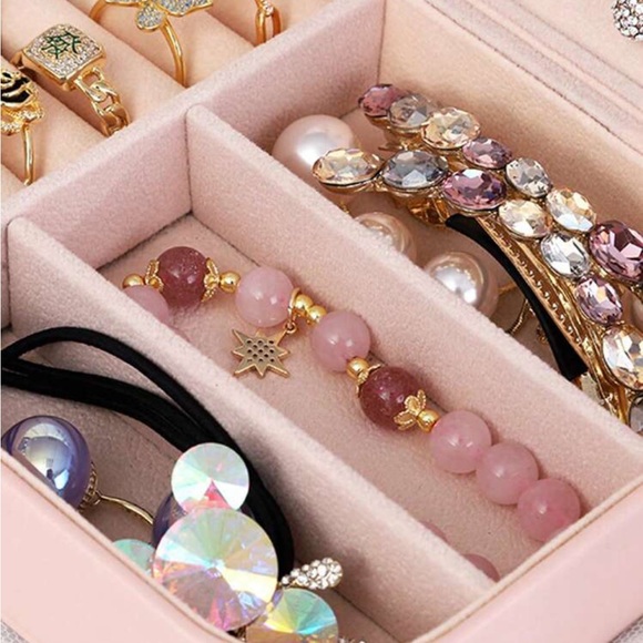 Baby Pink Jewelry bag Storage Case Portable travel organizer box with dividers - Picture 2 of 4